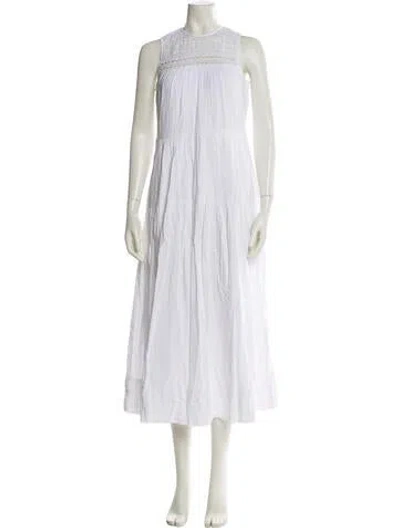 Pre-owned Me+em Crew Neck Long Dress In White