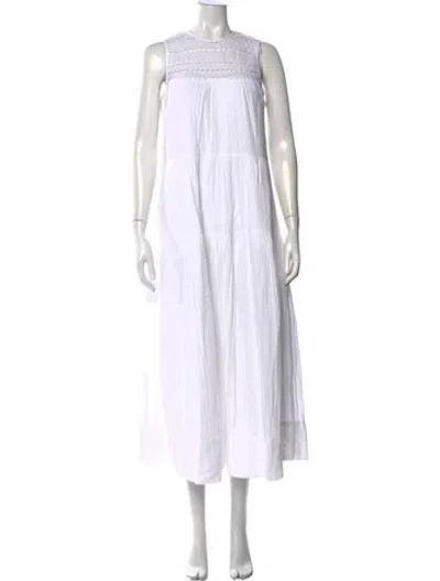 Pre-owned Me+em Crew Neck Long Dress In White