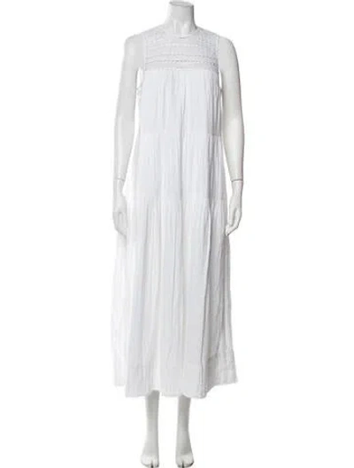 Pre-owned Me+em Crew Neck Long Dress In White