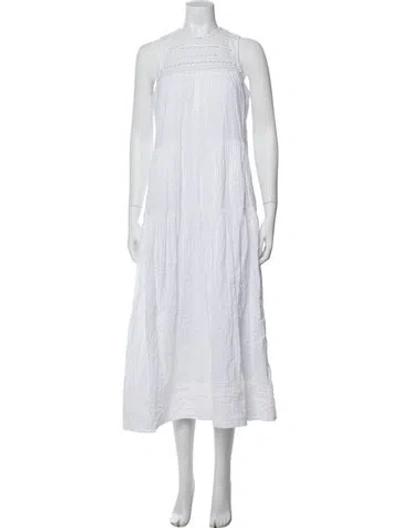 Pre-owned Me+em Crew Neck Long Dress In White