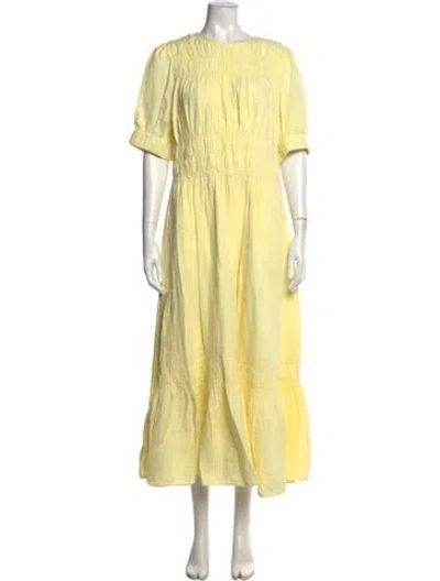 Pre-owned Me+em Crew Neck Long Dress In Yellow