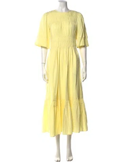 Pre-owned Me+em Crew Neck Long Dress In Yellow
