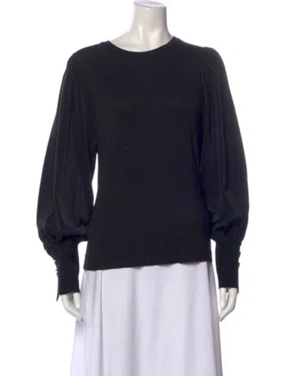 Pre-owned Me+em Crew Neck Long Sleeve Blouse In Black