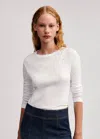 Me+em Crew Neck Long Sleeve Tee In Bright White