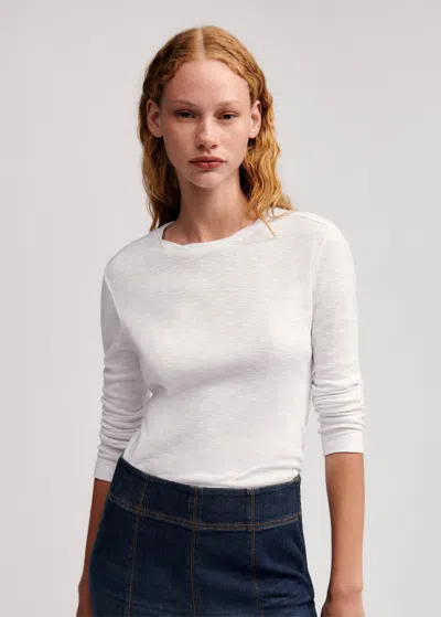 Me+em Crew Neck Long Sleeve Tee In Bright White