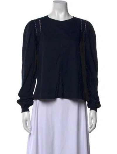 Pre-owned Me+em Crew Neck Long Sleeve Top In Blue