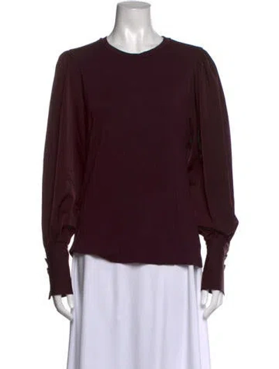 Pre-owned Me+em Crew Neck Long Sleeve Top In Burgundy