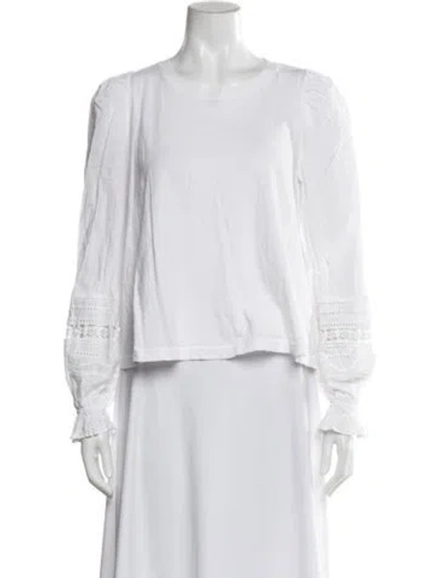 Pre-owned Me+em Crew Neck Long Sleeve Top In White
