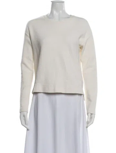Pre-owned Me+em Crew Neck Long Sleeve Top In White