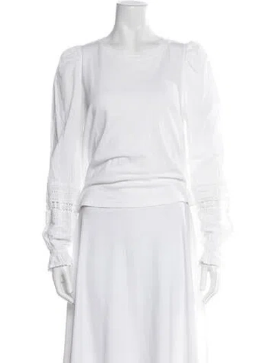 Pre-owned Me+em Crew Neck Long Sleeve Top In White