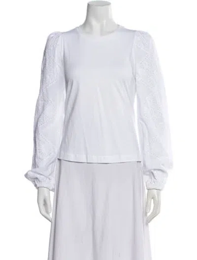 Pre-owned Me+em Crew Neck Long Sleeve Top In White