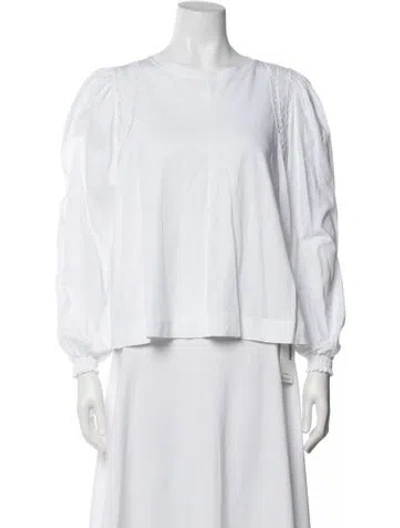 Pre-owned Me+em Crew Neck Long Sleeve Top In White