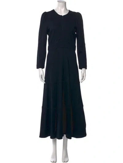 Pre-owned Me+em Crew Neck Midi Length Dress In Black