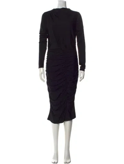 Pre-owned Me+em Crew Neck Midi Length Dress In Black