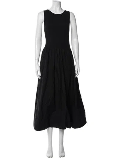 Pre-owned Me+em Crew Neck Midi Length Dress In Black