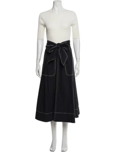 Pre-owned Me+em Crew Neck Midi Length Dress In Black