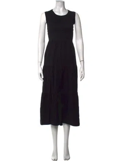 Pre-owned Me+em Crew Neck Midi Length Dress In Black