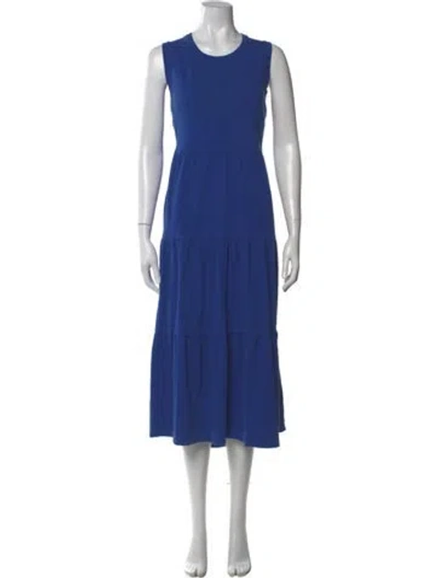 Pre-owned Me+em Crew Neck Midi Length Dress In Blue