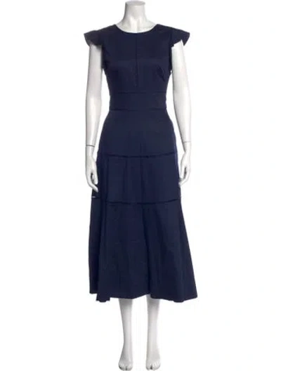 Pre-owned Me+em Crew Neck Midi Length Dress In Blue