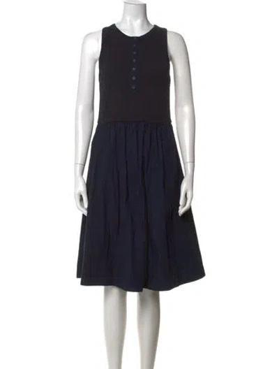 Pre-owned Me+em Crew Neck Midi Length Dress In Blue