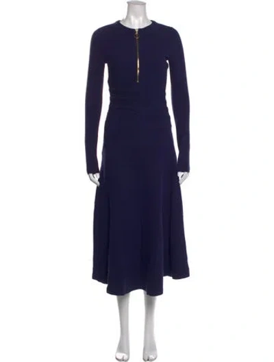 Pre-owned Me+em Crew Neck Midi Length Dress In Blue