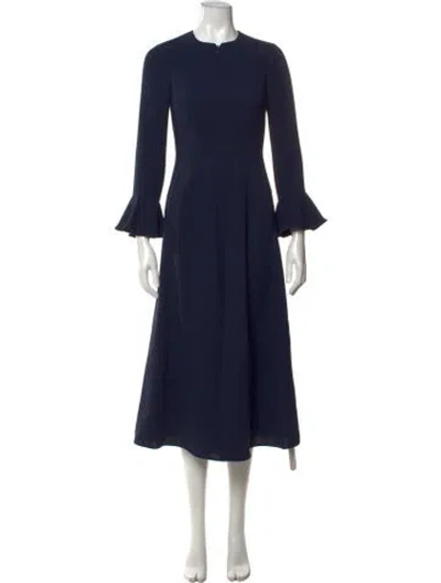Pre-owned Me+em Crew Neck Midi Length Dress In Blue