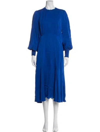 Pre-owned Me+em Crew Neck Midi Length Dress In Blue