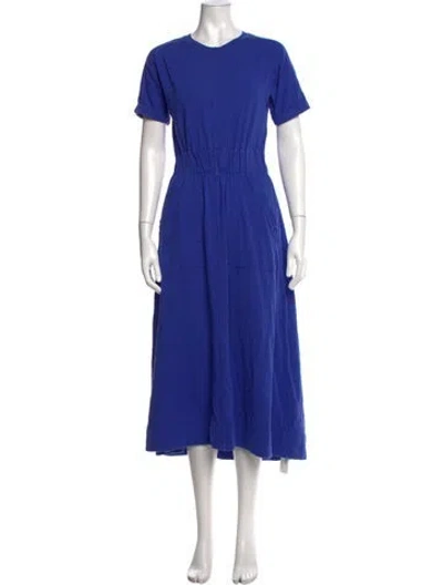 Pre-owned Me+em Crew Neck Midi Length Dress In Blue