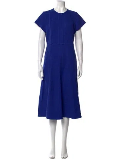 Pre-owned Me+em Crew Neck Midi Length Dress In Blue