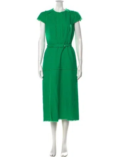 Pre-owned Me+em Crew Neck Midi Length Dress In Green