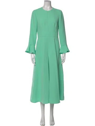 Pre-owned Me+em Crew Neck Midi Length Dress In Green