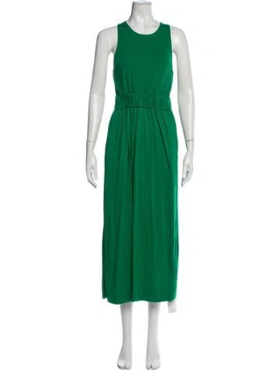 Pre-owned Me+em Crew Neck Midi Length Dress In Green