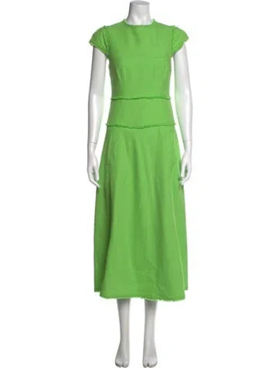 Pre-owned Me+em Crew Neck Midi Length Dress In Green