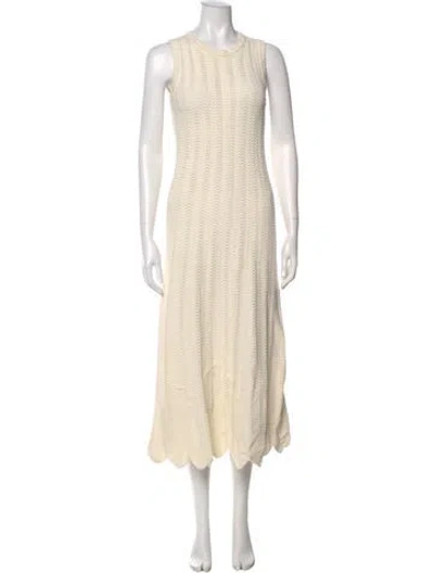 Pre-owned Me+em Crew Neck Midi Length Dress In Neutral