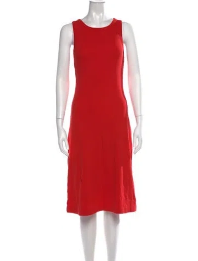 Pre-owned Me+em Crew Neck Midi Length Dress In Orange