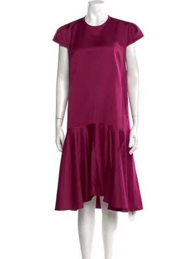 Pre-owned Me+em Crew Neck Midi Length Dress In Purple