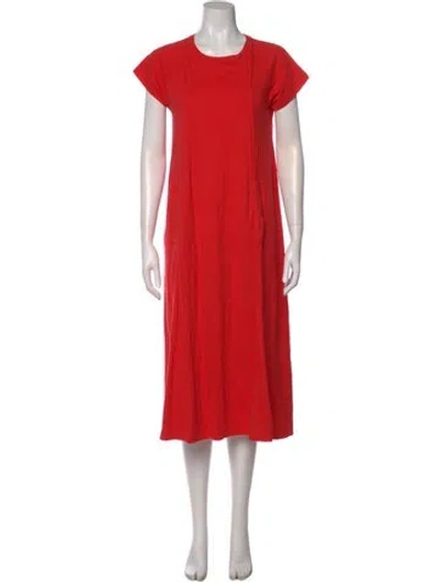 Pre-owned Me+em Crew Neck Midi Length Dress In Red