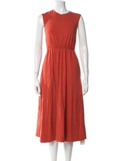 Pre-owned Me+em Crew Neck Midi Length Dress In Red