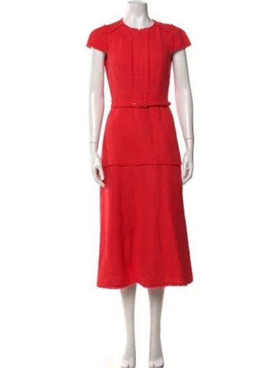 Pre-owned Me+em Crew Neck Midi Length Dress In Red