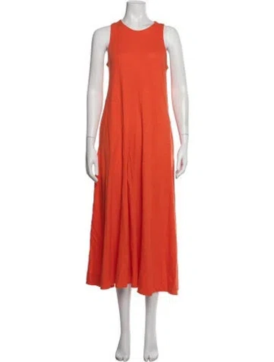 Pre-owned Me+em Crew Neck Midi Length Dress In Red