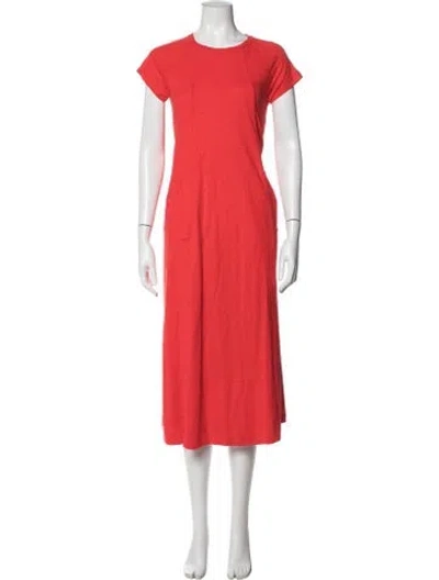 Pre-owned Me+em Crew Neck Midi Length Dress In Red