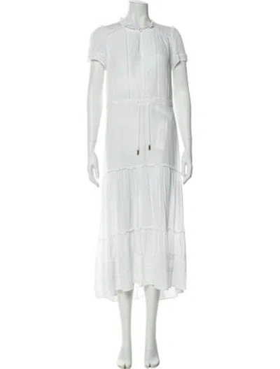 Pre-owned Me+em Crew Neck Midi Length Dress In White