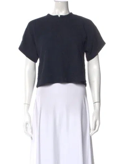 Pre-owned Me+em Crew Neck Short Sleeve Crop Top In Blue