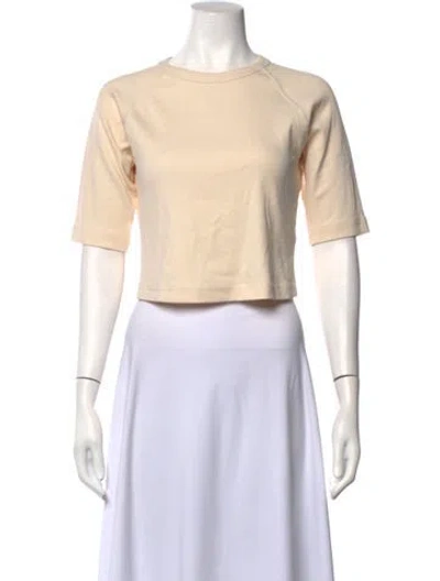 Pre-owned Me+em Crew Neck Short Sleeve Crop Top In Neutrals
