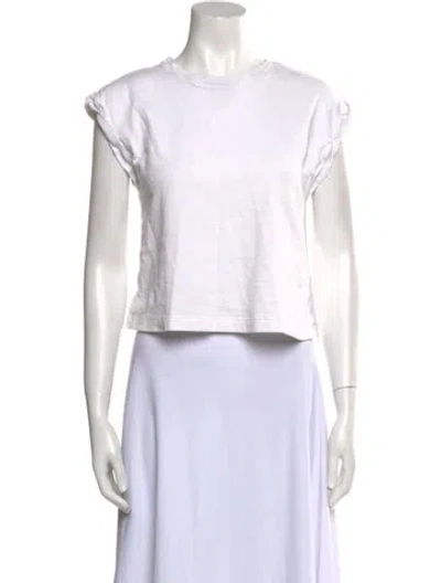 Pre-owned Me+em Crew Neck Short Sleeve Crop Top In White