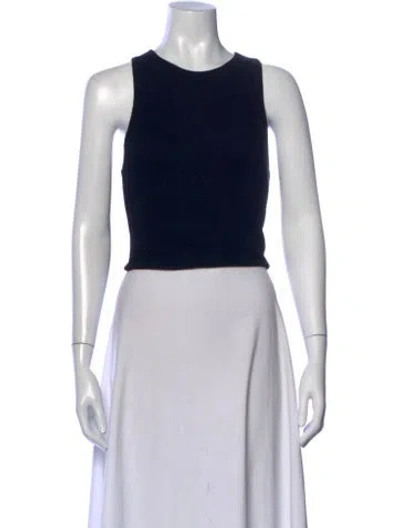 Pre-owned Me+em Crew Neck Sleeveless Crop Top In Blue