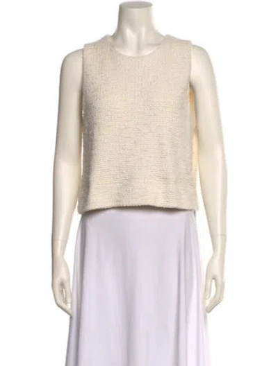 Pre-owned Me+em Crew Neck Sleeveless Crop Top In Neutral