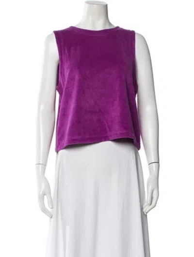 Pre-owned Me+em Crew Neck Sleeveless Crop Top In Purple