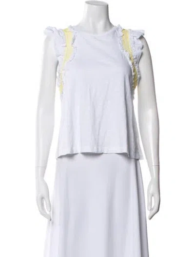 Pre-owned Me+em Crew Neck Sleeveless Crop Top In White