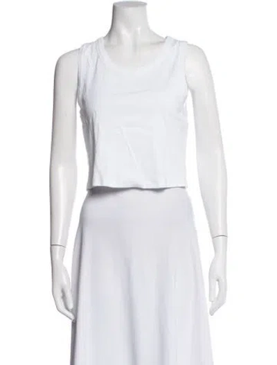 Pre-owned Me+em Crew Neck Sleeveless Crop Top In White